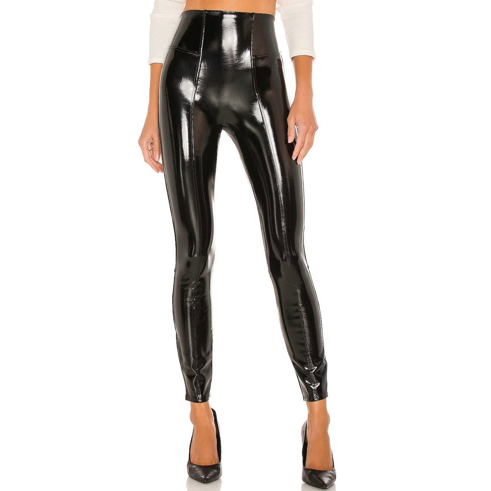 SPANX Faux Patent Leather High Rise Leggings Black Size Small